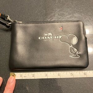 Coach Black Wristlet with Snoopy Design